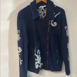 Embroidered Navy Jacket